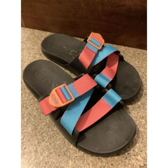 Chaco Lowdown Chillos Slides Sz 8 Pink Blue - Picture 5 of 11